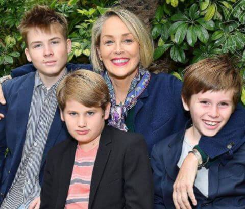 Roan Joseph Bronstein with his mother Sharon Stone and siblings Quinn Kelly Stone and Laird Vonne Stone.